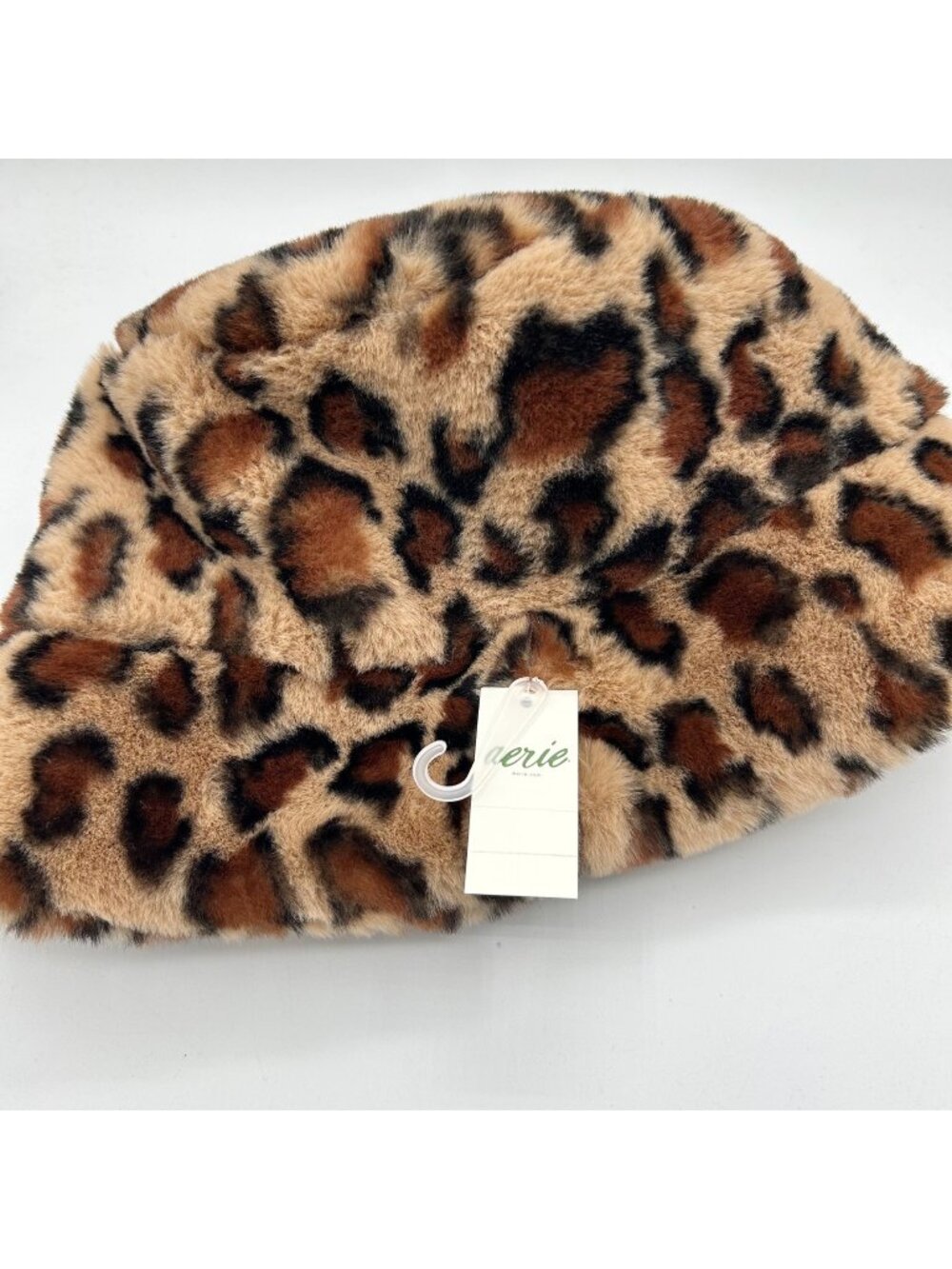 NEW Aerie Faux Fur Animal Print Bucket Hat Fall One Size Women's